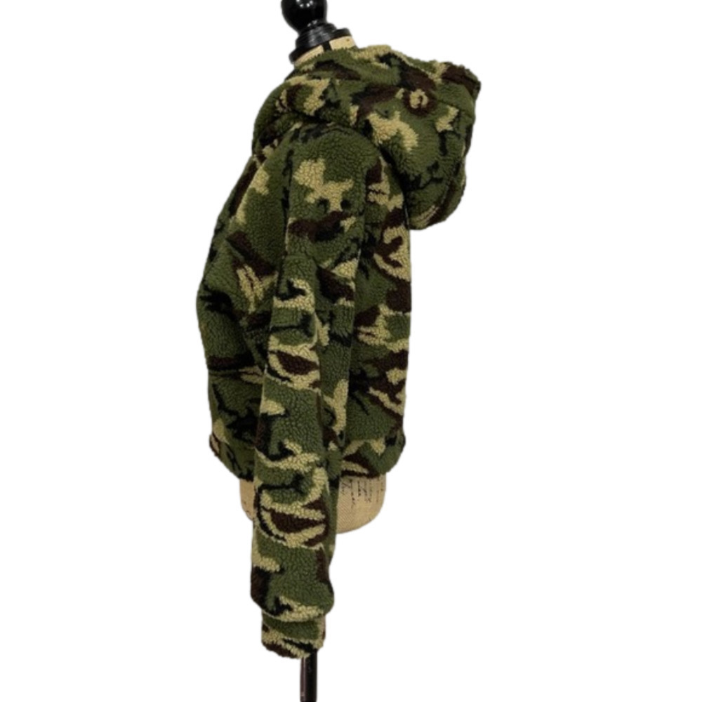 AUDREY Teddy Bear Sherpa HoodedArmy Camo  Jacket NWT - Picture 6 of 12